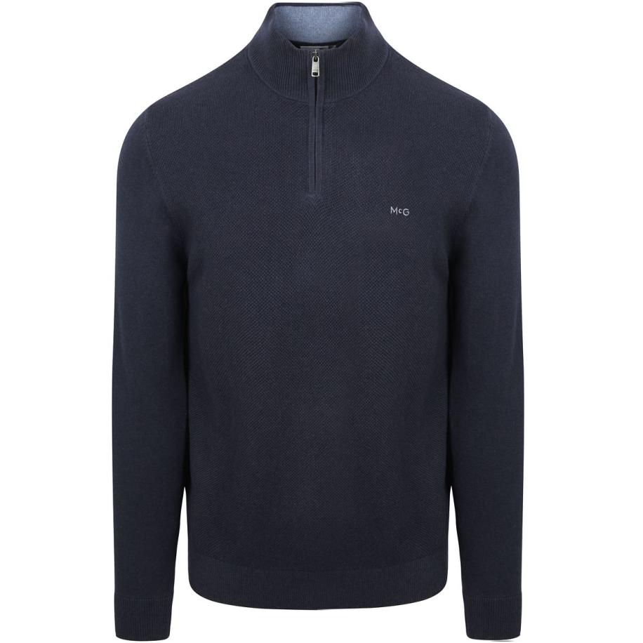 McGregor Half Zip Trui Merino Blend Structure Navy Blauw