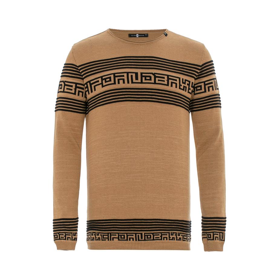 Cipo & Baxx CIPO & BAXX Trui camel / donkerbruin -