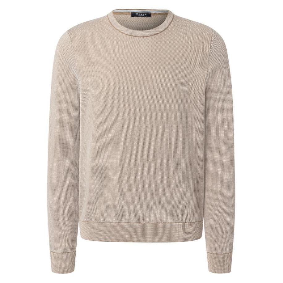 MAERZ Trui ronde halsbeige, Gestructureerd Bruin