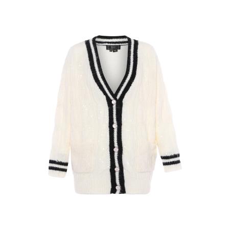 Faina faina Gebreid vest zwart / wolwit