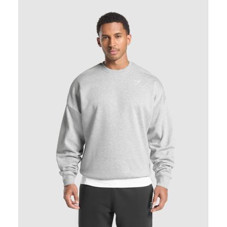 Gymshark Oversized Crest Crew Light Grey Core Marl