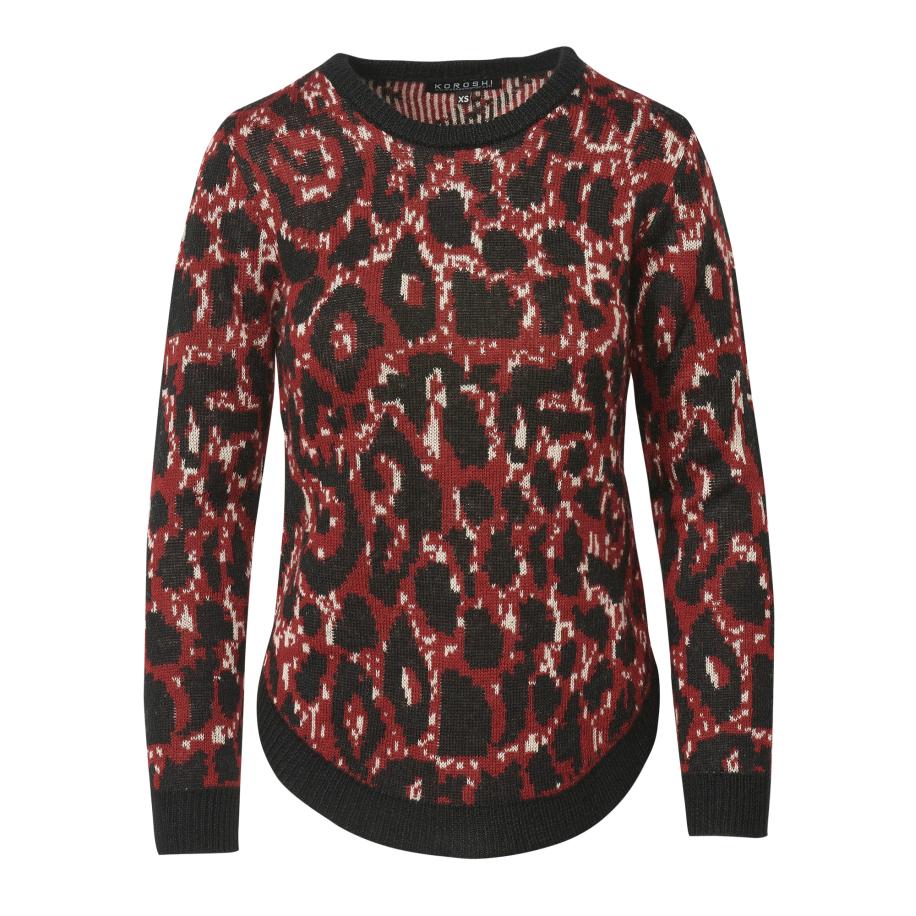 KOROSHI KOROSHI Trui crème / bordeaux / zwart -