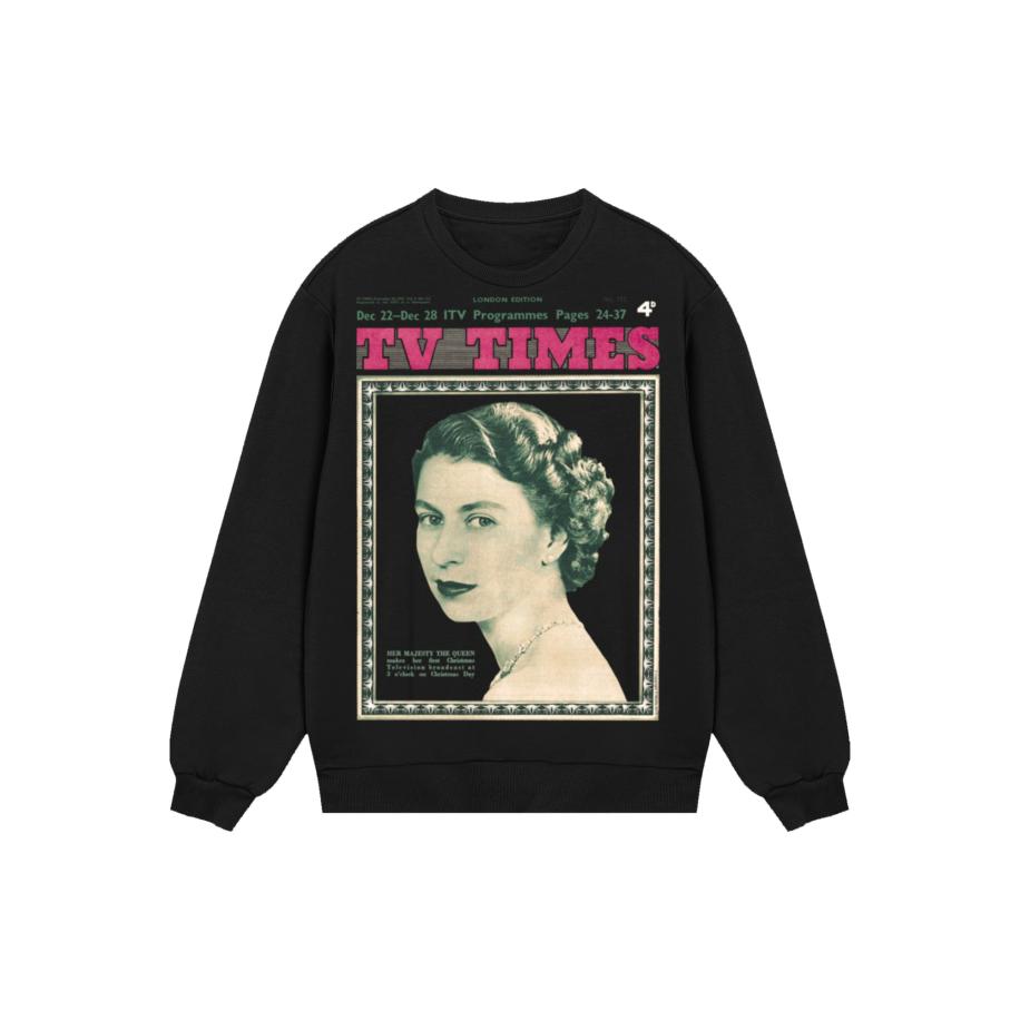 F4NT4STIC F4NT4STIC Sweatshirt TV Times Queen Elizabeth II 1957 Cover gemengde kleuren / zwart -