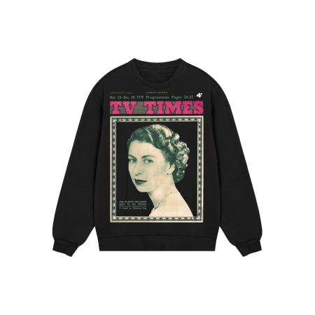 F4NT4STIC F4NT4STIC Sweatshirt TV Times Queen Elizabeth II 1957 Cover gemengde kleuren / zwart