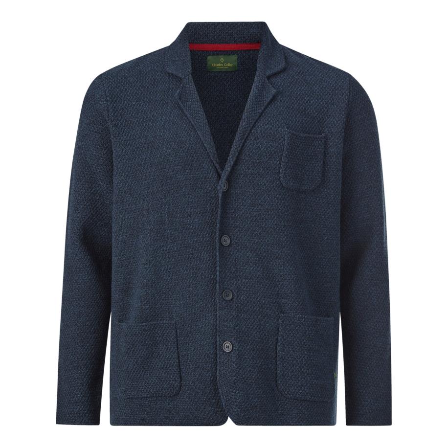 Charles Colby Charles Colby Gebreid vest Earl James donkerblauw -