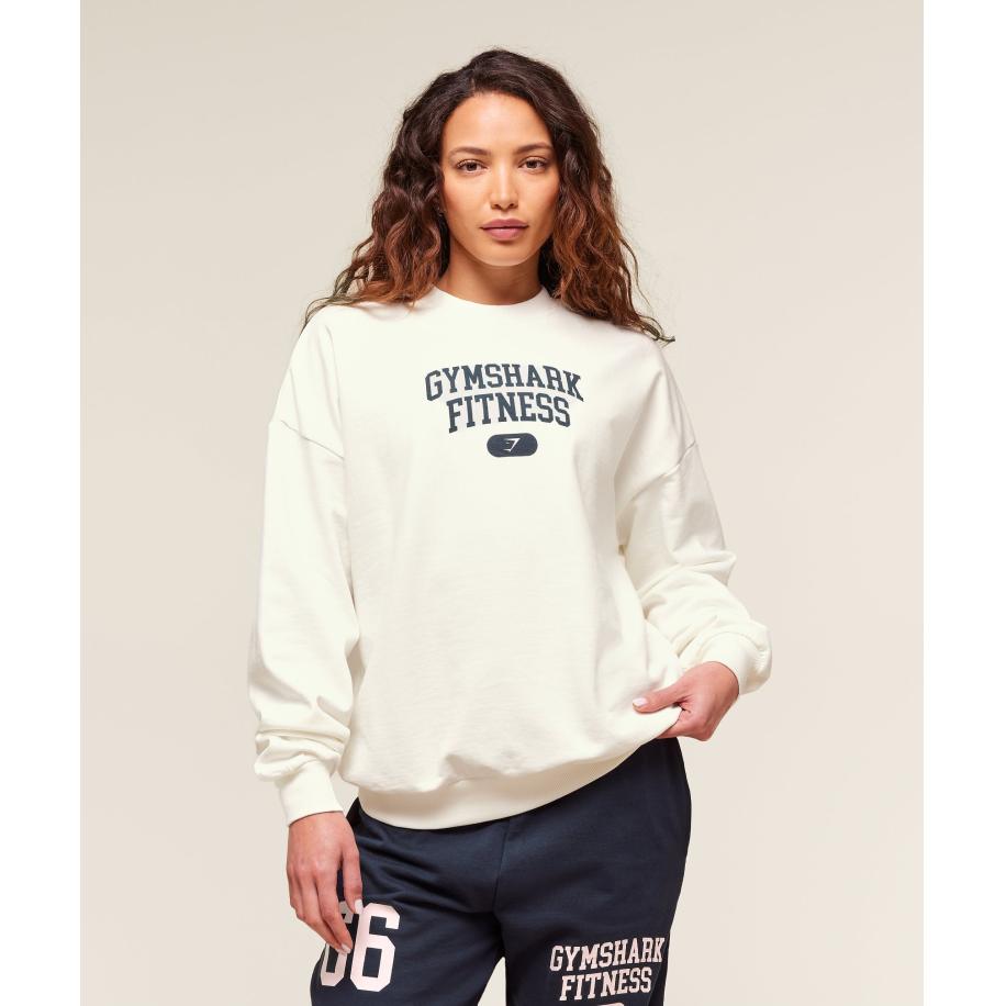 Gymshark Campus Graphic Pullover Soft White Wit