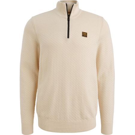 PME Legend Half Zip Structure Mouliné Trui Ecru