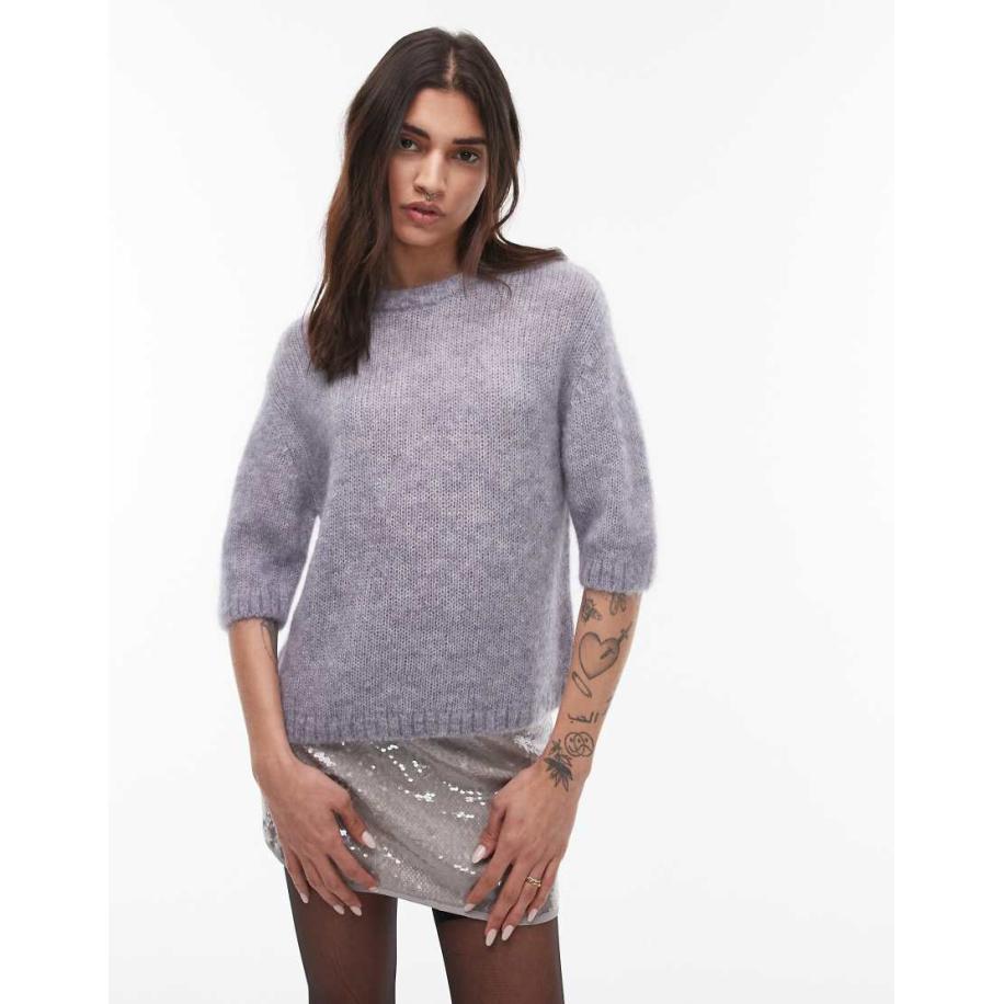 & Other Stories Gebreide trui met korte mouwen in grijs Grijs