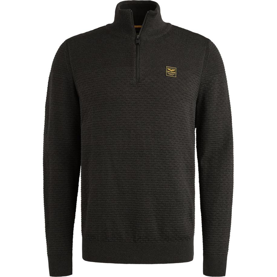 PME Legend Half Zip Structure Mouliné Trui Zwart Zwart