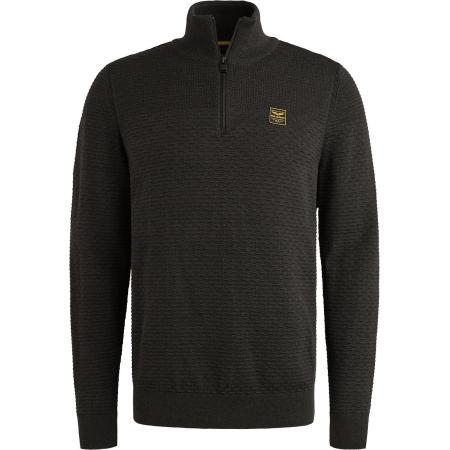 PME Legend Half Zip Structure Mouliné Trui Zwart