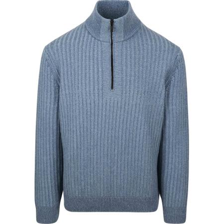 BOSS Kwinter Half Zip Trui Wool Blend Blauw