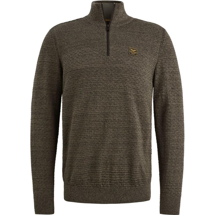 PME Legend Half Zip Structure Mouliné Trui Dusky Groen Groen