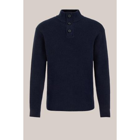 WE Fashion Heren slim fit trui met structuur - Regular fit - Donkerblauw - Katoen - Maat: XS