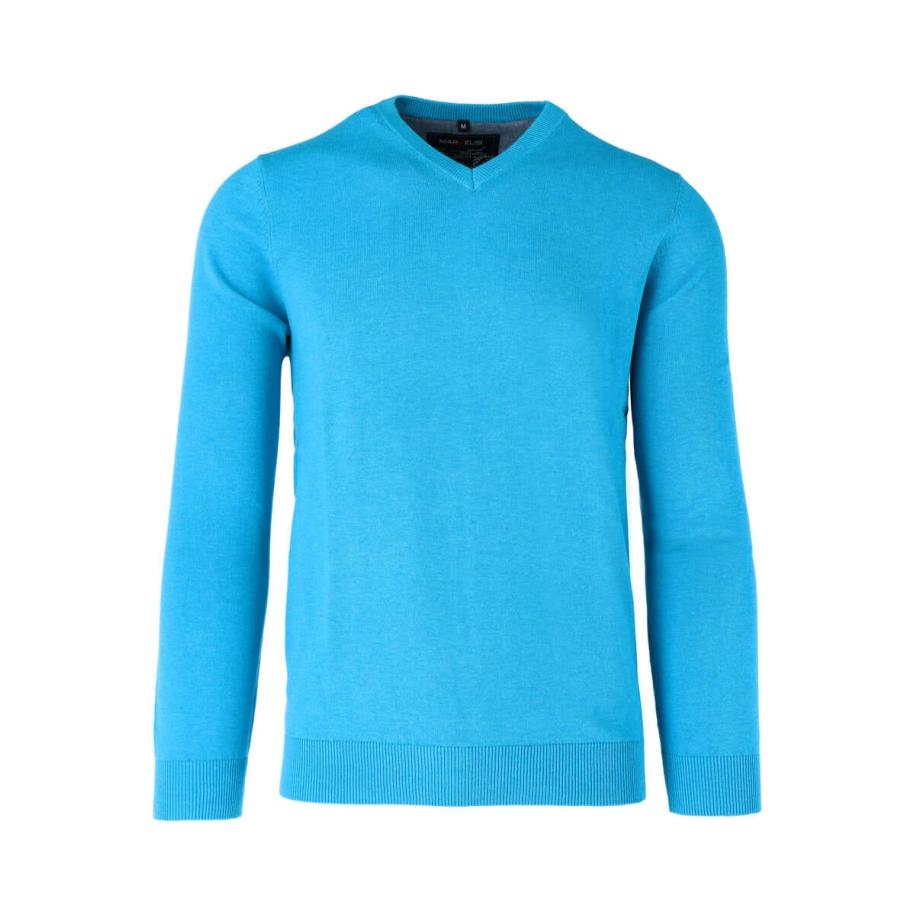 Marvelis Casual Trui V-hals aqua, Effen Blauw