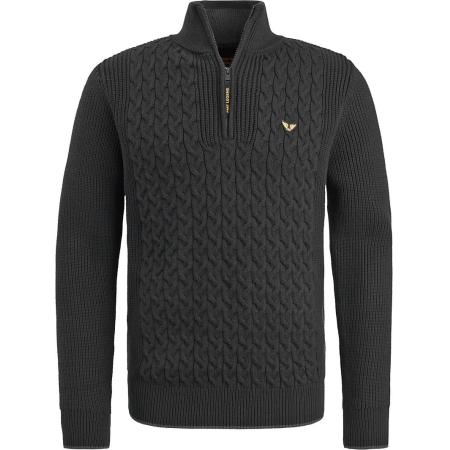 PME Legend Knitted Half Zip Trui Cable Zwart
