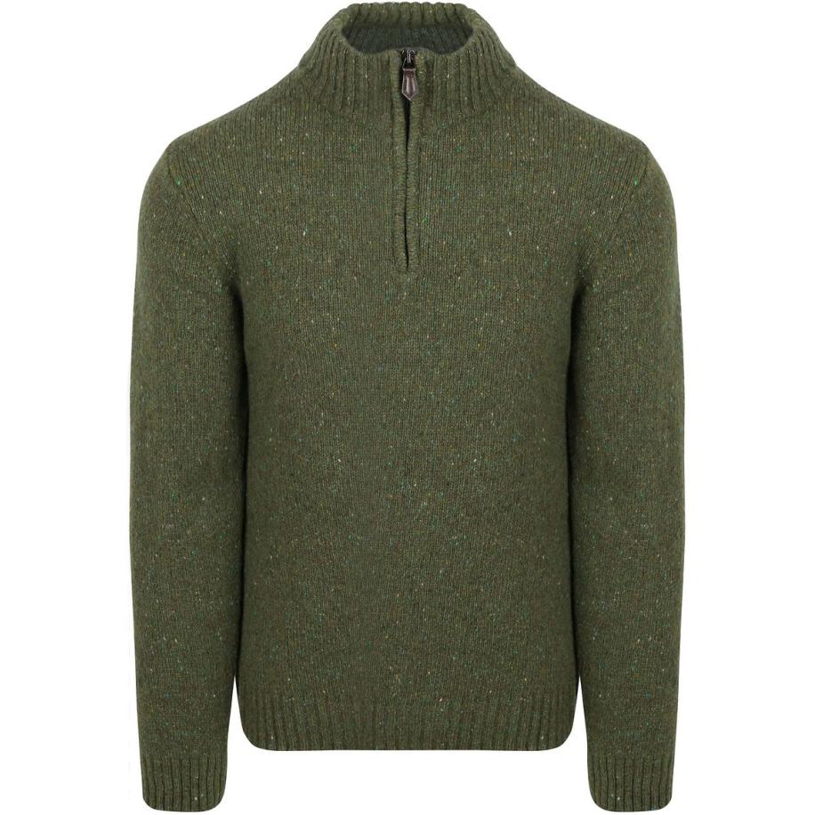 Suitable Half Zip Trui Donnegal Tweed Eco Wool Groen Groen