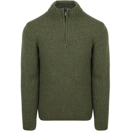 Suitable Half Zip Trui Donnegal Tweed Eco Wool Groen