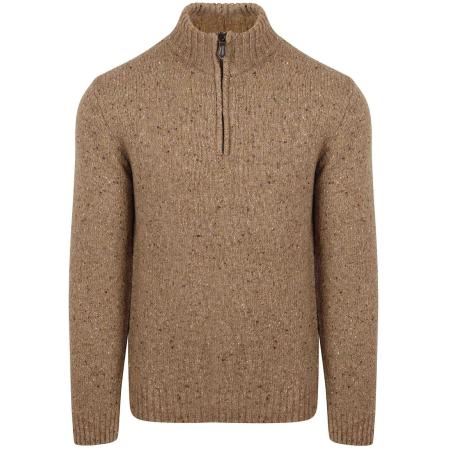 Suitable Half Zip Trui Donnegal Tweed Eco Wool Beige