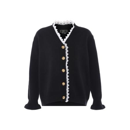 Faina faina Gebreid vest zwart / wit