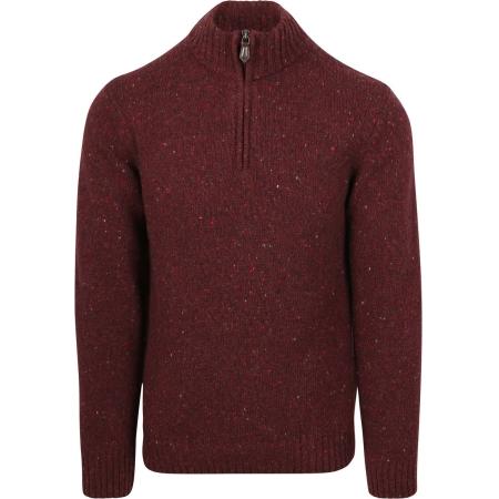 Suitable Half Zip Trui Donnegal Tweed Eco Wool Bordeaux