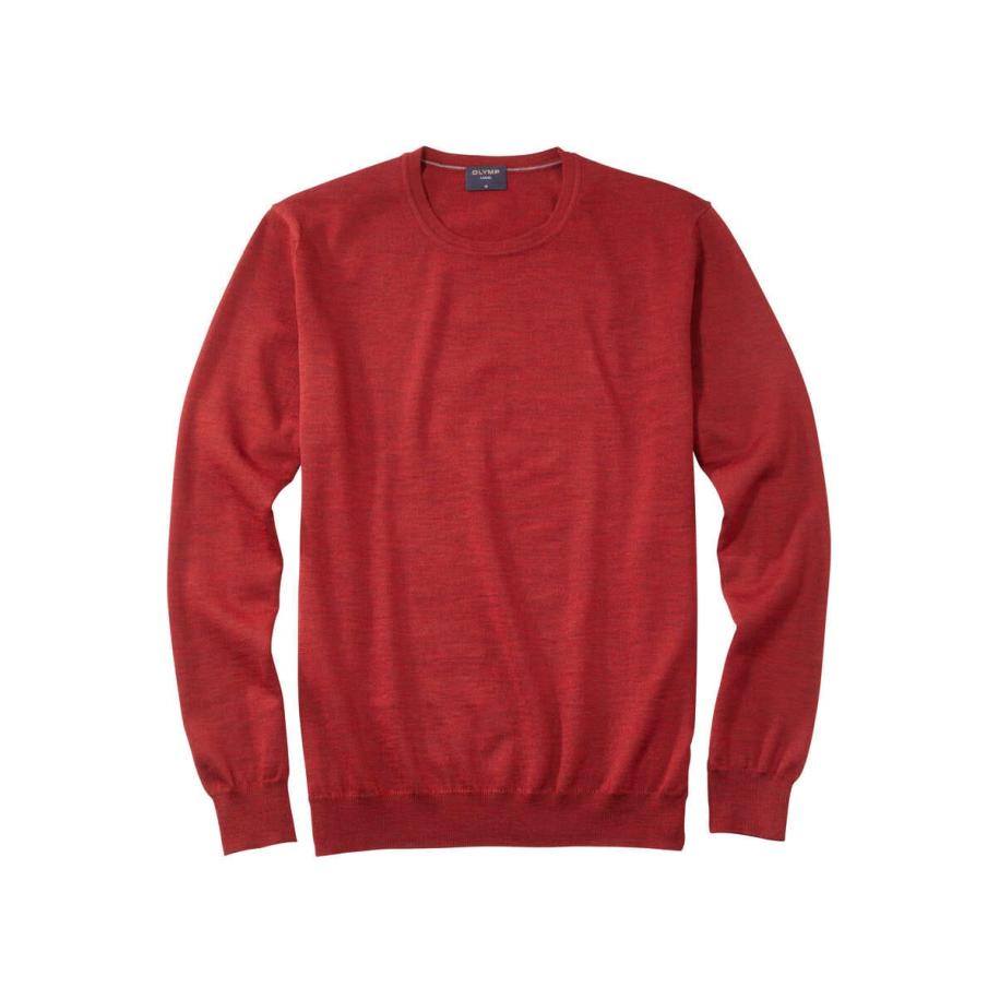 OLYMP Casual Gebreide trui ronde hals barolo, Effen Rood