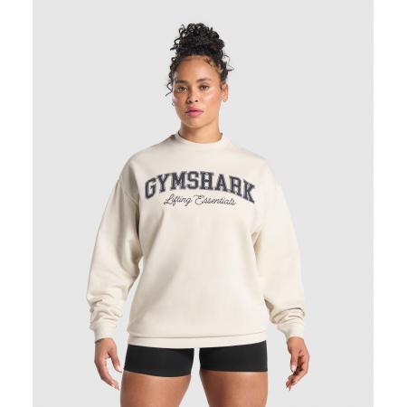 Gymshark Lifting Essentials Graphic Brushed Oversized Sweatshirt Oat White