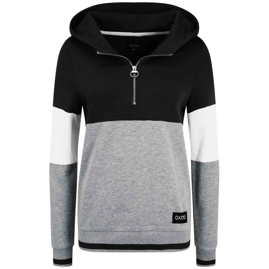 Oxmo Sweatshirt OXOmara donkergrijs / zwart / wit Grijs