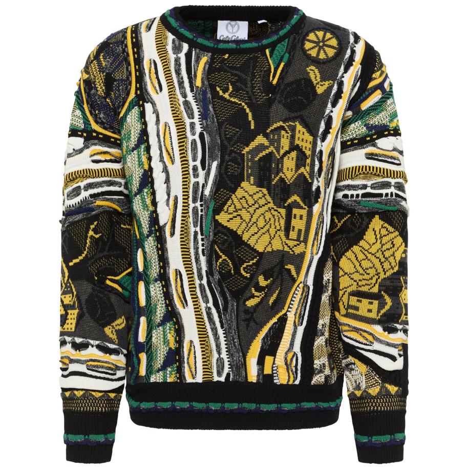 carlo colucci Carlo Colucci Trui Eberhoefer geel / groen / zwart / wit -