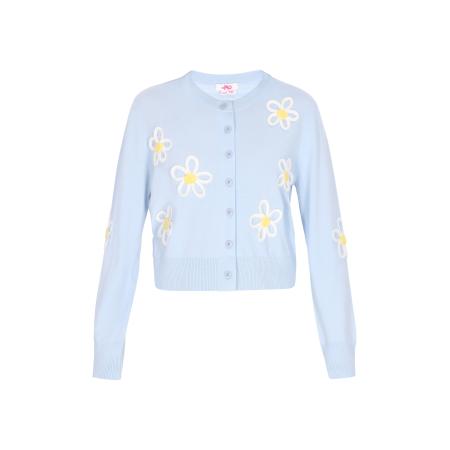 MYMO MYMO Gebreid vest Comfy lichtblauw / geel / wit