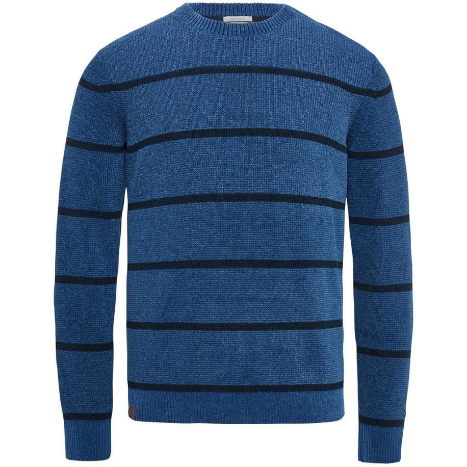 Cast Iron Trui Gesrteept Donkerblauw Blauw