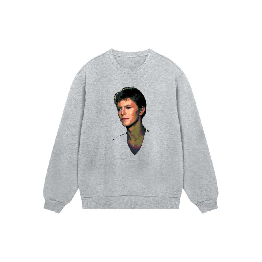 F4NT4STIC Sweatshirt TV Times Pop Star David Bowie 1977 beige / grijs / groen / zwart Grijs