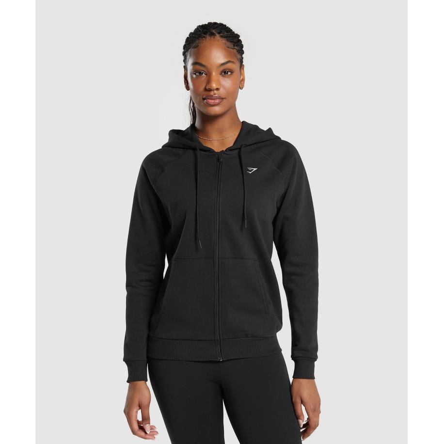 Gymshark Training Fleece Zip Hoodie Black Zwart
