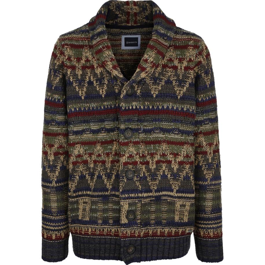 BABISTA BABISTA Gebreid vest Ralietto taupe / donkerblauw / olijfgroen / karmijnrood -