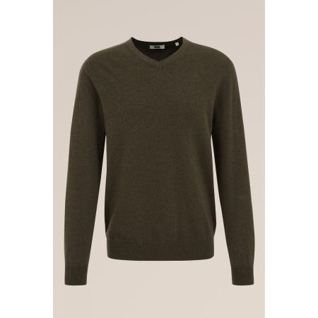 Fundamentals heren fijngebreide trui van katoenmix - Slim Fit - Legergroen - Katoen - Maat: XXXL