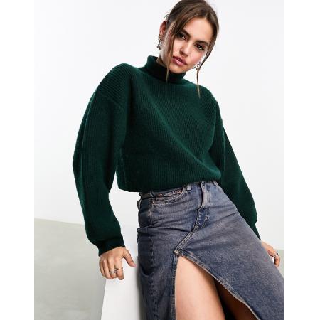 Monki Cropped gebreide trui in bosgroen