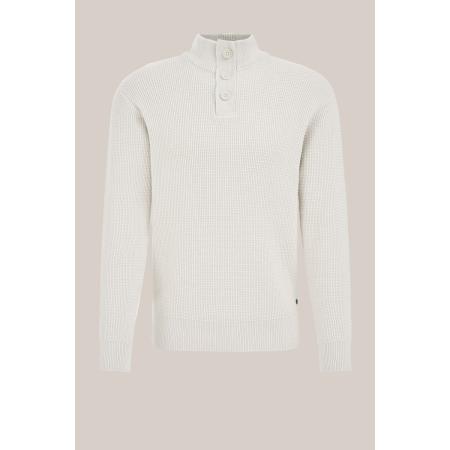 WE Fashion Heren slim fit trui met structuur - Regular fit - Ecru - Katoen - Maat: XS