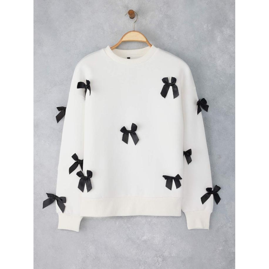 Trendyol Trendyol Sweatshirt lichtbeige / zwart -