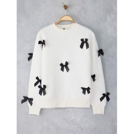 Trendyol Trendyol Sweatshirt lichtbeige / zwart