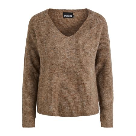 Pieces PIECES Trui Ellen bruin gemêleerd