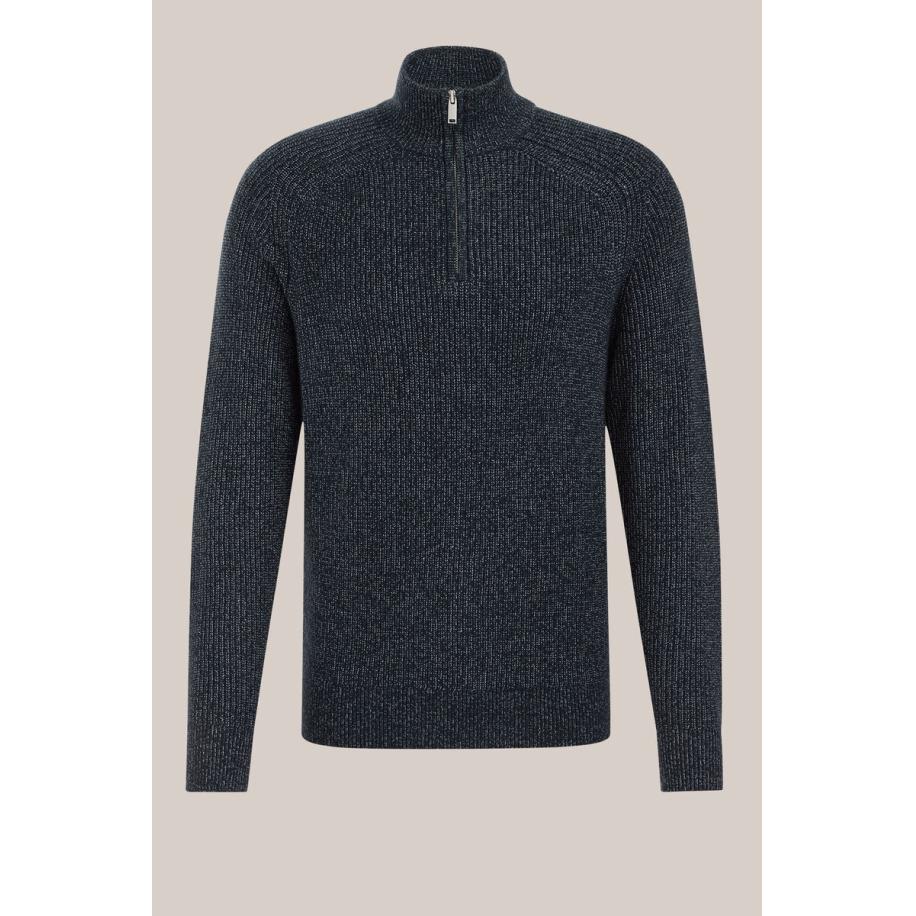 WE Fashion Heren regular fit trui met rits - Regular fit - Marineblauw - Maat: S Blauw