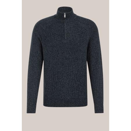 WE Fashion Heren regular fit trui met rits - Regular fit - Marineblauw - Maat: S
