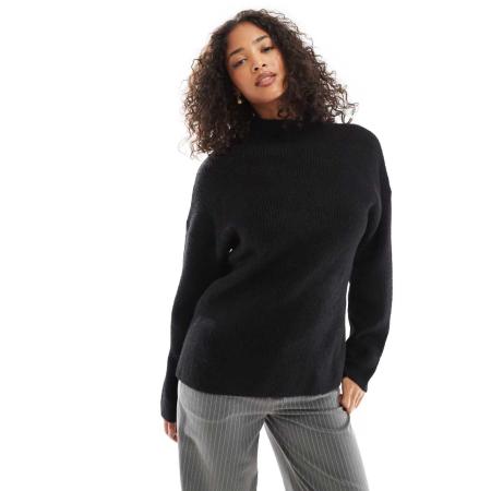 Pimkie Gebreide hoogsluitende trui met zijsplit in zwart