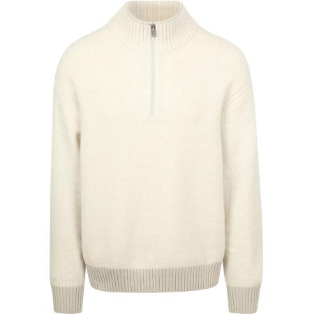 BOSS Kobear Half Zip Trui Wool Blend Ecru