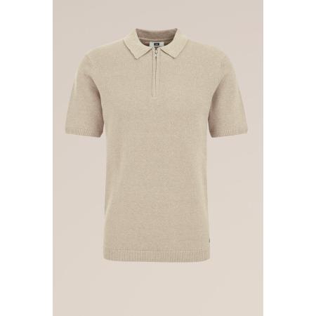 WE Fashion Heren Regular fit polo met structuur - Regular fit - Beige - Katoen - Maat: XS