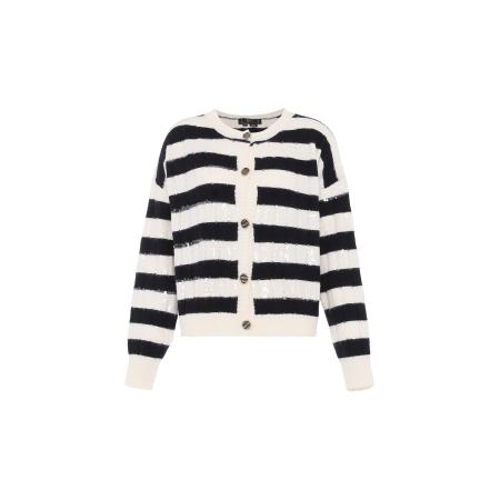 Faina faina Gebreid vest zwart / wolwit