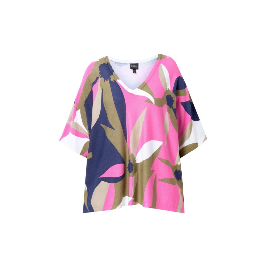 Ulla Popken Ulla Popken Trui navy / olijfgroen / lichtroze / wit -