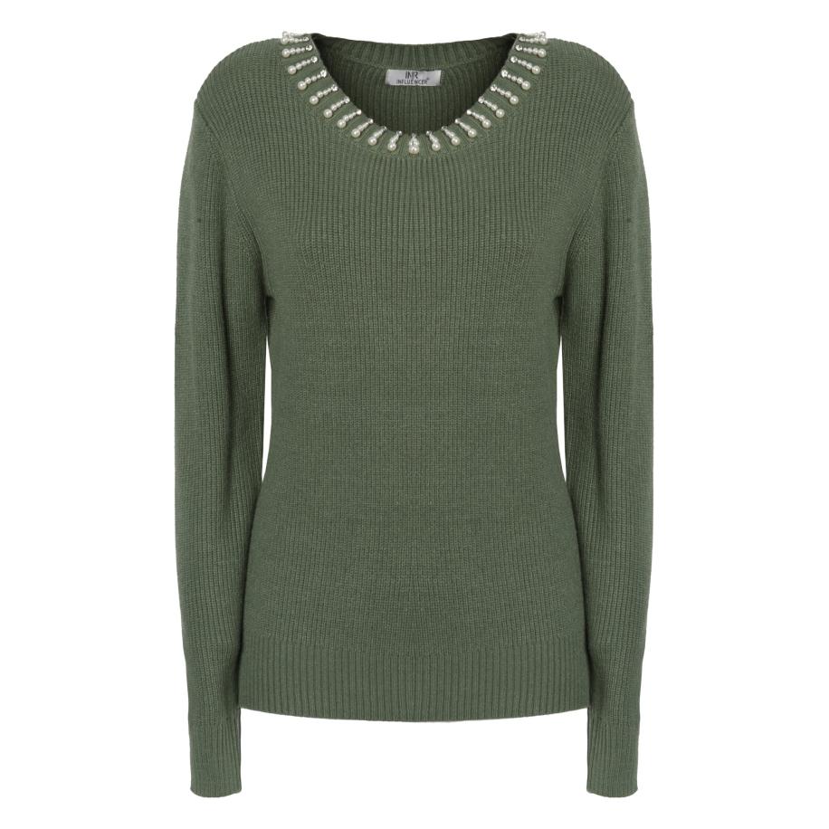 Influencer Influencer Trui kaki / wit -