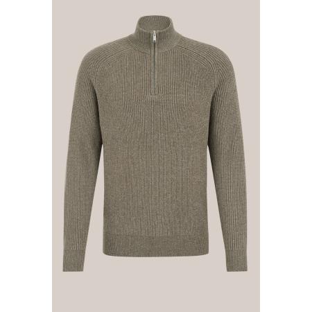 WE Fashion Heren regular fit trui met rits - Regular fit - Greige - Maat: S