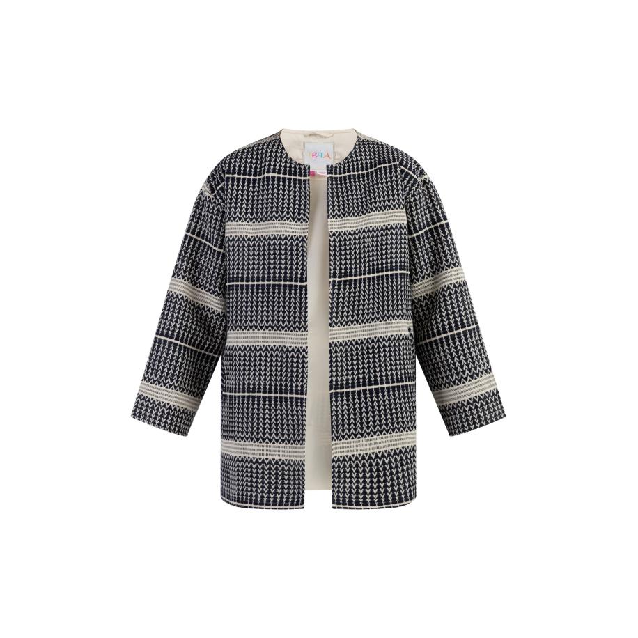 IZIA IZIA Gebreid vest crème / nachtblauw -