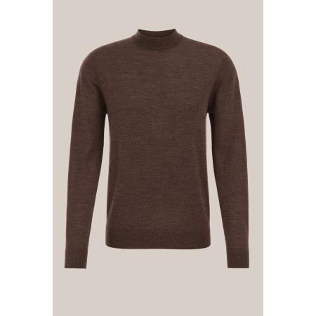 Fundamentals heren trui van merinowol - Slim Fit - Donkerbruin - Merino wol - Maat: XXL